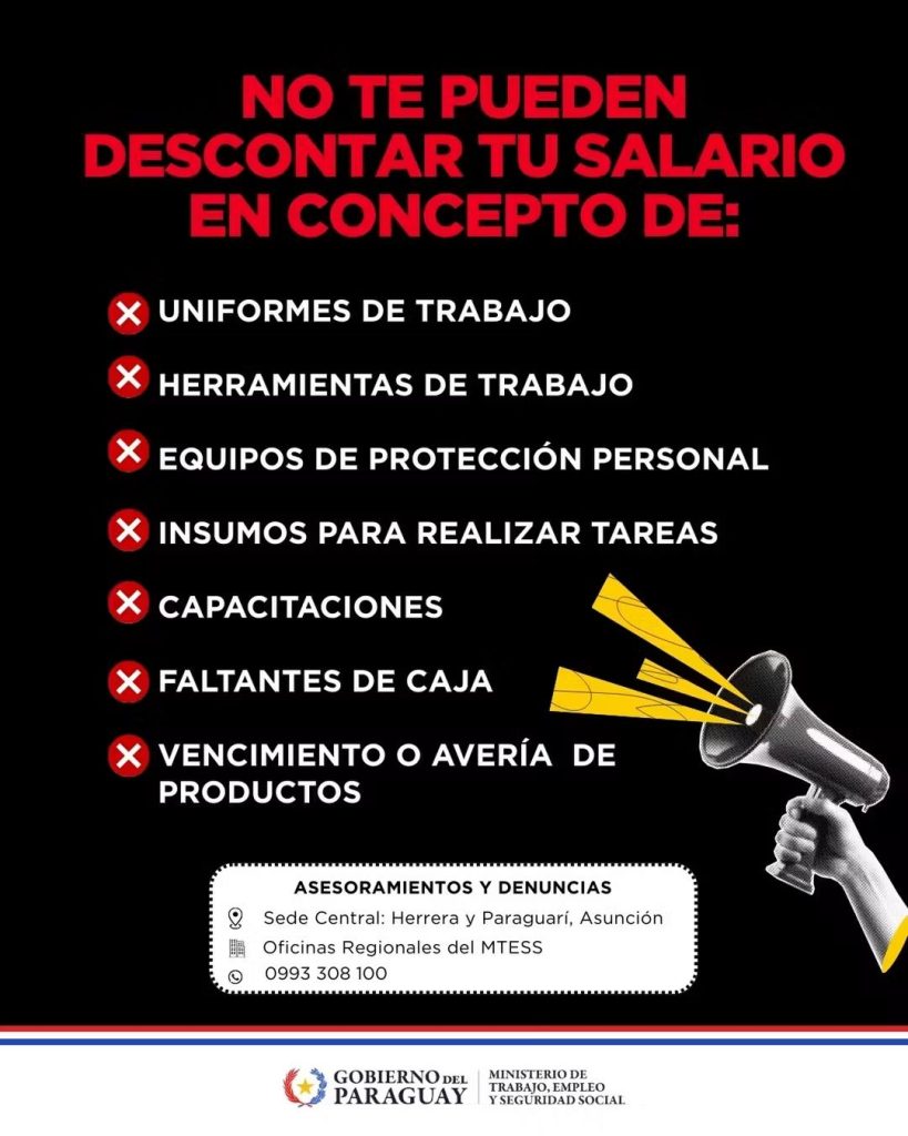 Empresas no pueden descontar a trabajadores por uniformes y herramientas