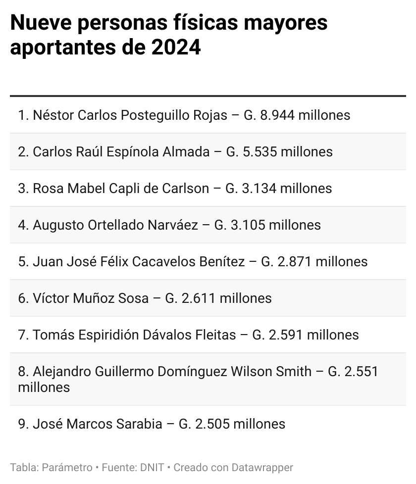 Ranking 2024: solo nueve personas físicas figuran entre los mayores aportantes del país